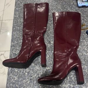 Elegant Burgundy Knee-High Boots